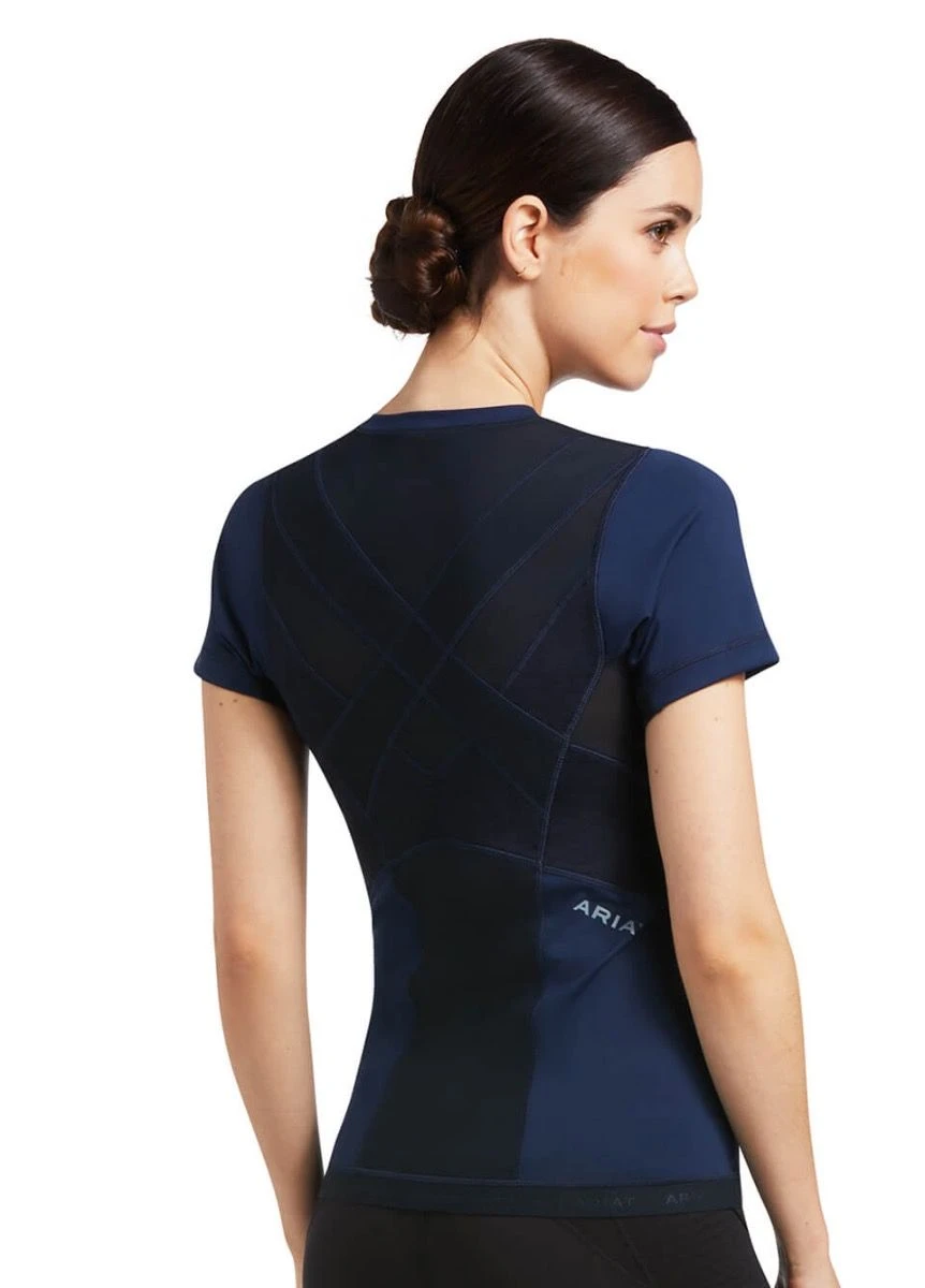 Ariat Ascent Crew Short Sleeve Baselayer - Navy - Image 2