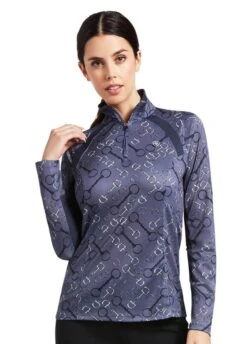 Ariat Sunstopper 2.0 1/4 Zip Baselayer - Charcoal Bit Print