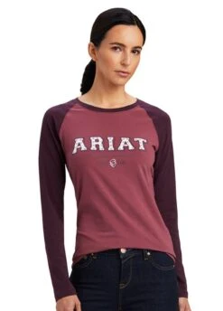 Ariat Varsity L/S T-Shirt - Mulberry/Pink