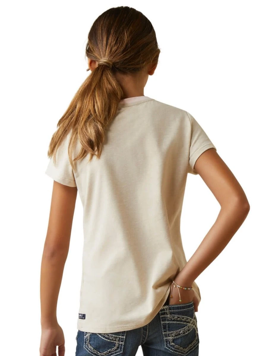 Ariat Kids Flora T-Shirt - Oatmeal Heather - Image 2