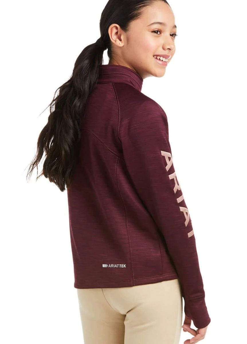 Ariat Kids Tek Team 1/2 Zip Sweatshirt - Windsor Wine - Image 2