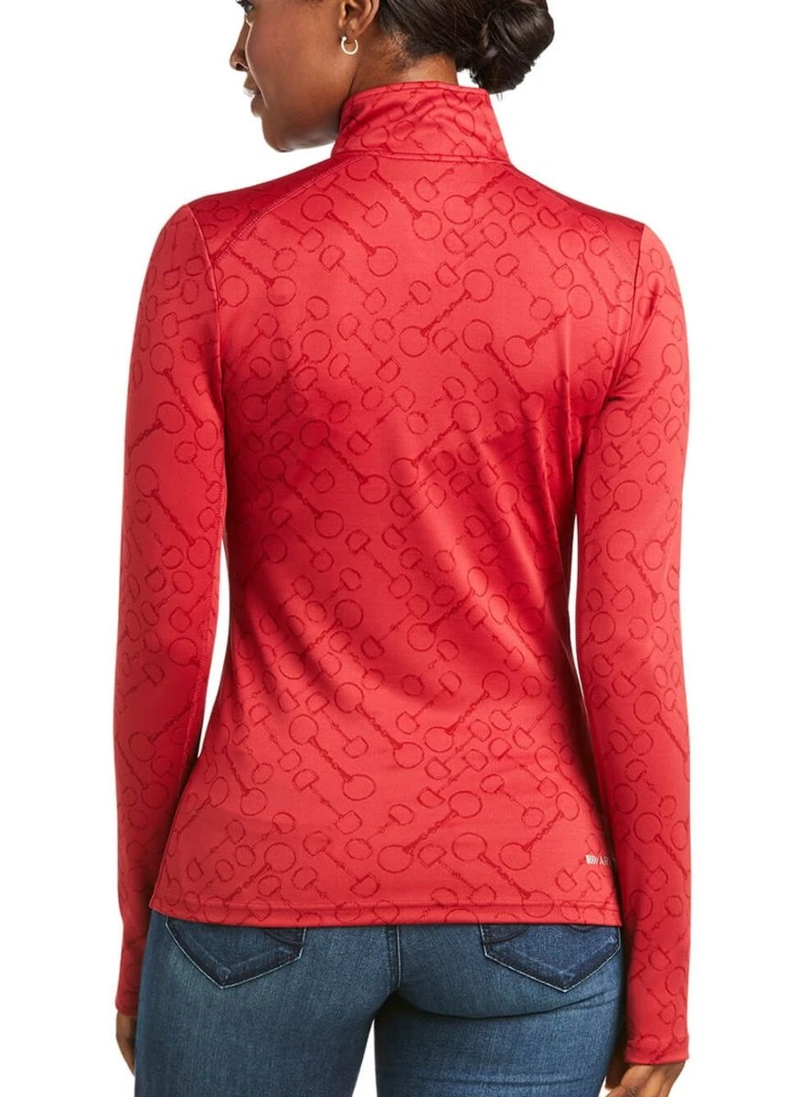 Ariat Womens Prophecy 1/4 Zip Long Sleeve Base Layer - Rhubarb - Image 2