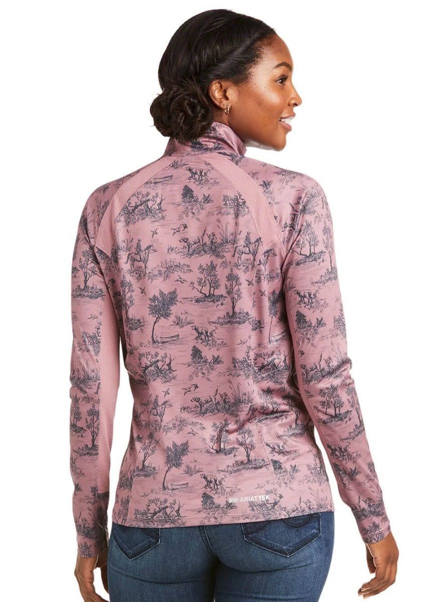 Ariat Sunstopper 2.0 1/4 Zip Baselayer - Ash Rose Toile - Image 2