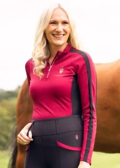 Blackfort Equestrian Cool Mesh Base Layer - Wine