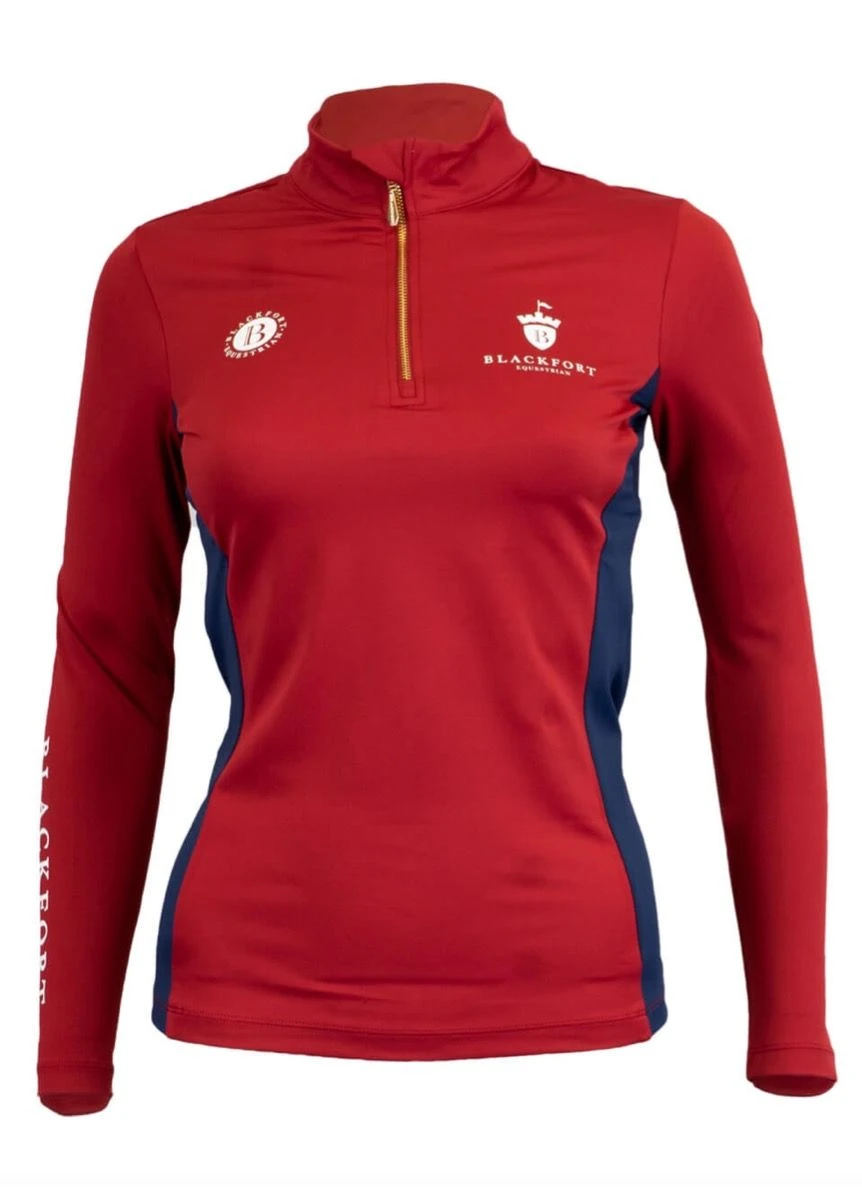 Blackfort Equestrian Cool Mesh Base Layer - Red/Navy - Image 2