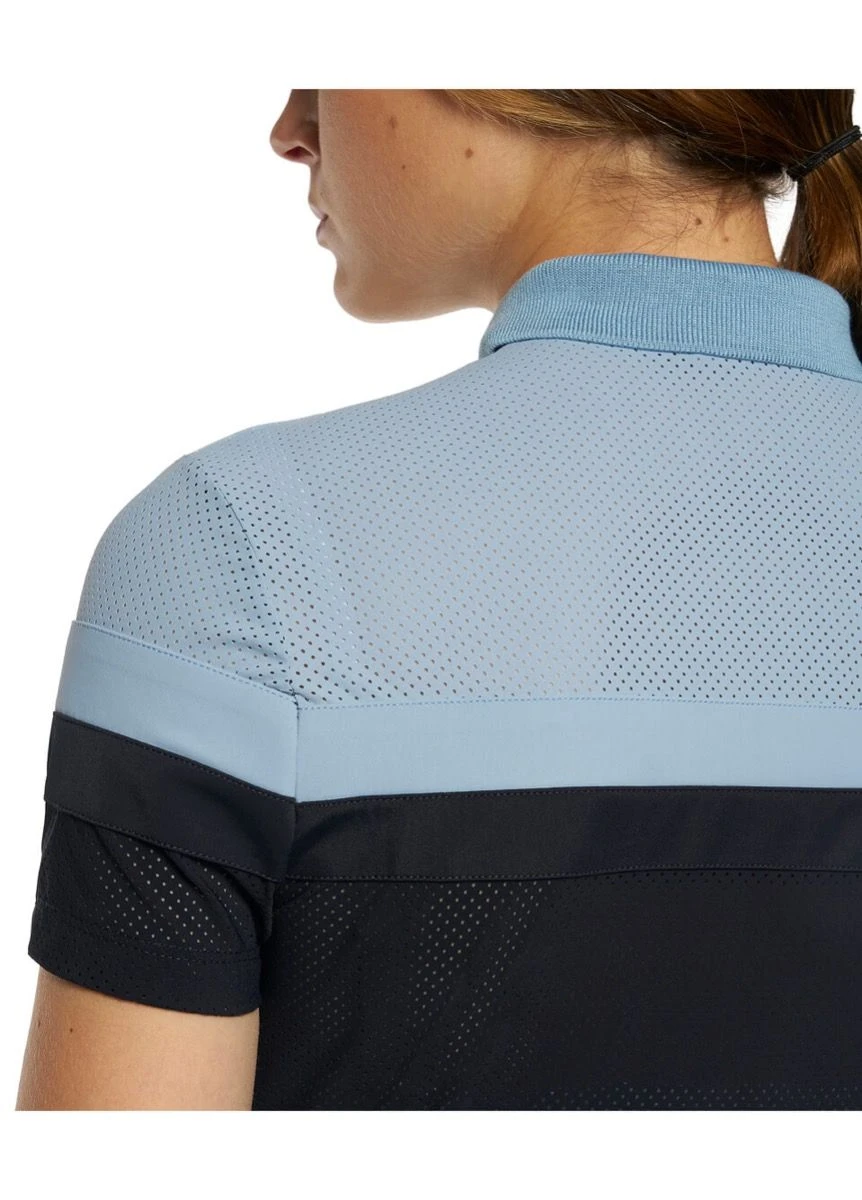 Cavalleria Toscana Perforated Polo Shirt - Navy/Sky Blue - Image 5