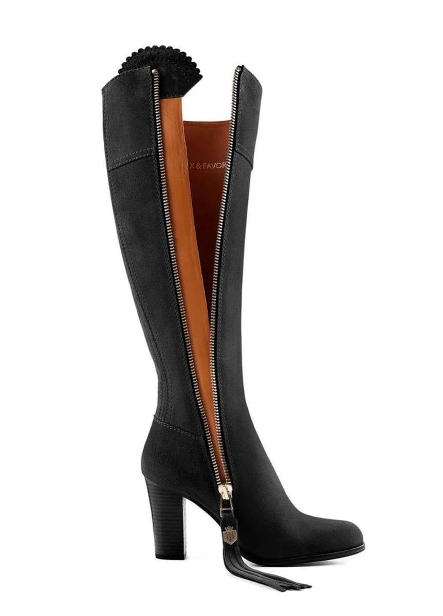 Fairfax & Favor High Heeled Regina Suede Boot - Black - Image 5