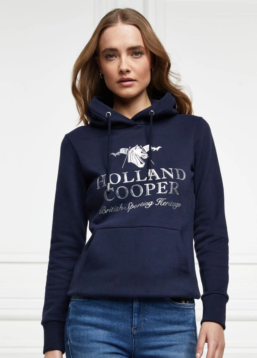 Holland Cooper Hickstead Logo Hoodie - Ink Navy