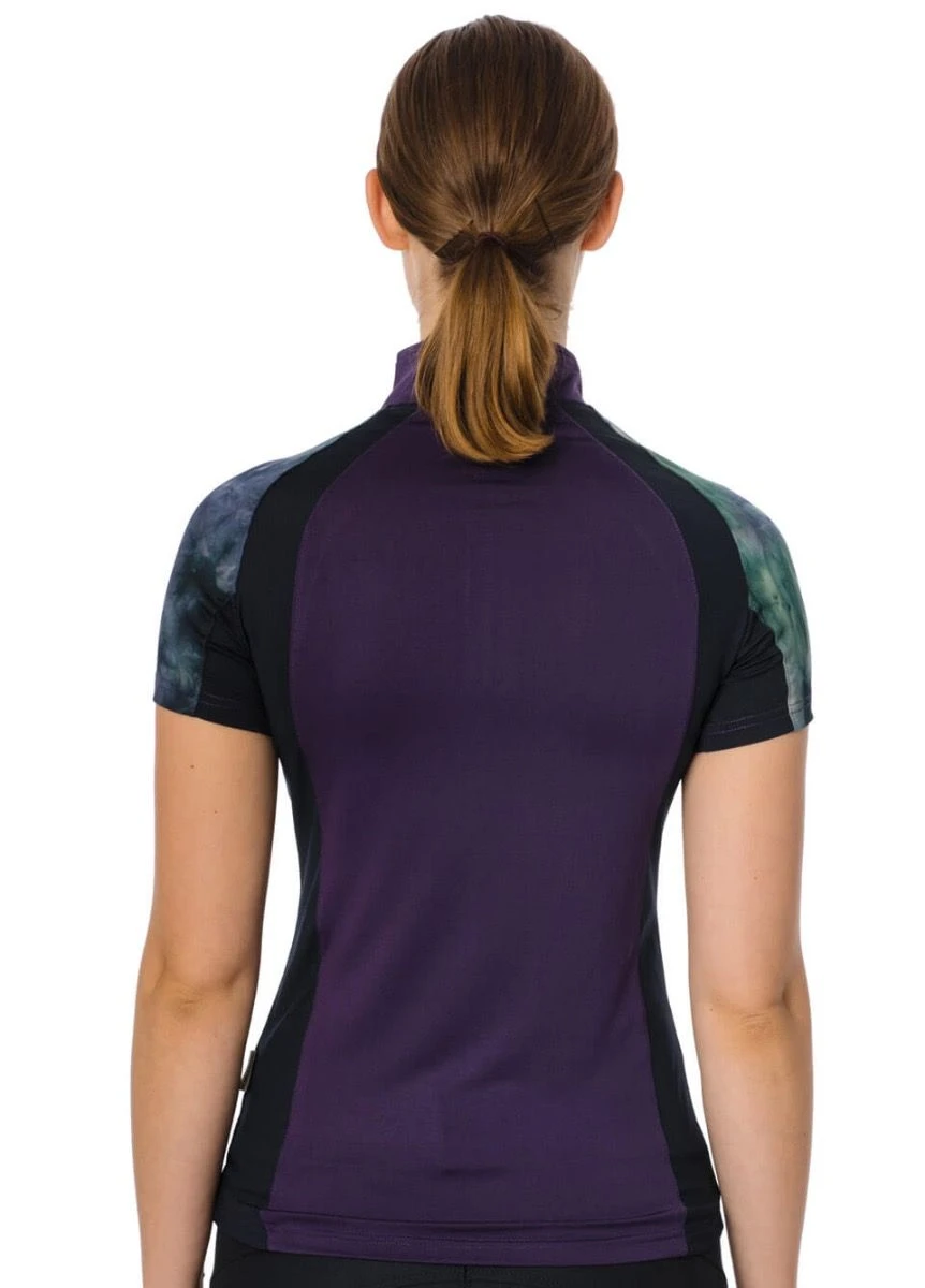 Horseware Aveen Technical Short Sleeve Top - Green/Navy Tie Dye - Image 2