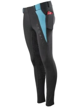 Legacy Ladies Winter Riding Tights - Black/Turquoise -Equestrian Supplies Shop legacytightsblackturq3rdy