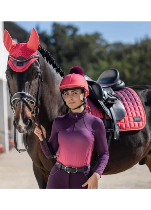 LeMieux Spectrum Fly Hood - Aubergine/Papaya - Image 3