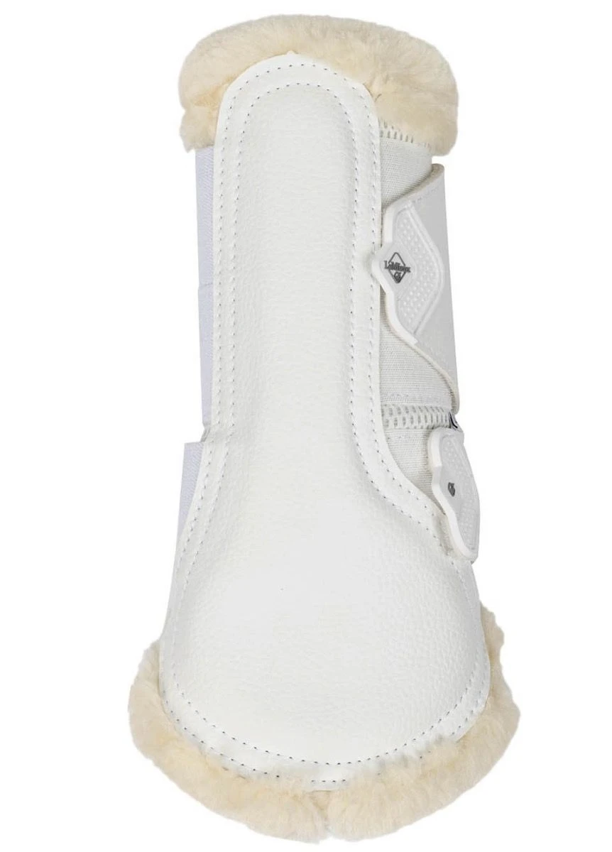 LeMieux Fleece Edged Mesh Brushing Boots - White/Natural - Image 2