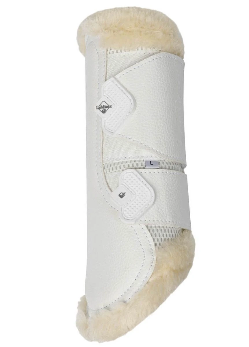LeMieux Fleece Edged Mesh Brushing Boots - White/Natural - Image 3