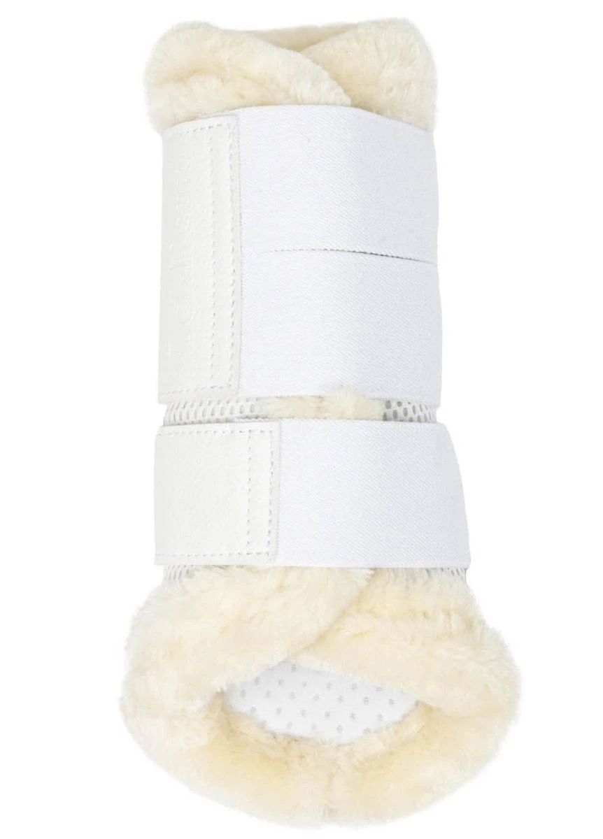 LeMieux Fleece Edged Mesh Brushing Boots - White/Natural - Image 4