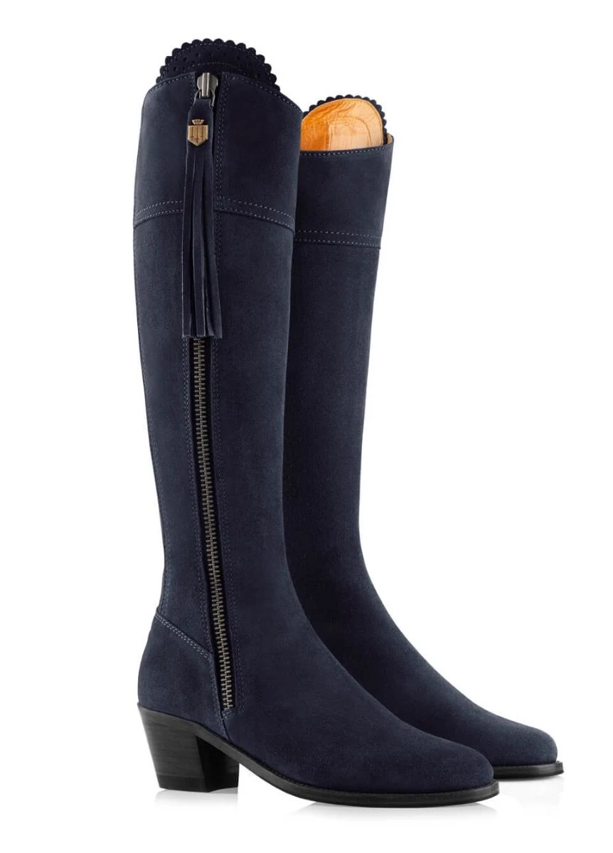 Fairfax & Favor Ladies Heeled Regina Narrow Fit Suede Boot - Navy - Image 2