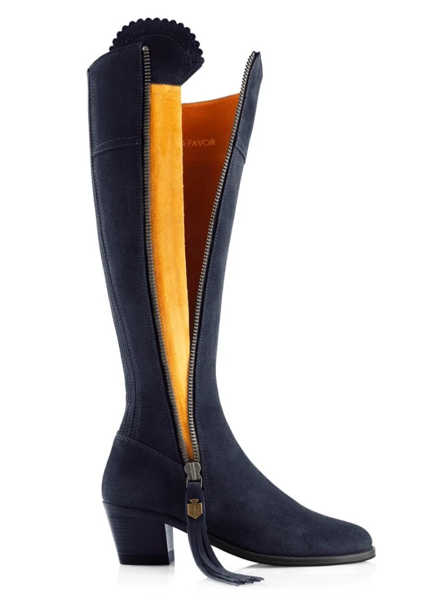 Fairfax & Favor Ladies Heeled Regina Narrow Fit Suede Boot - Navy - Image 3