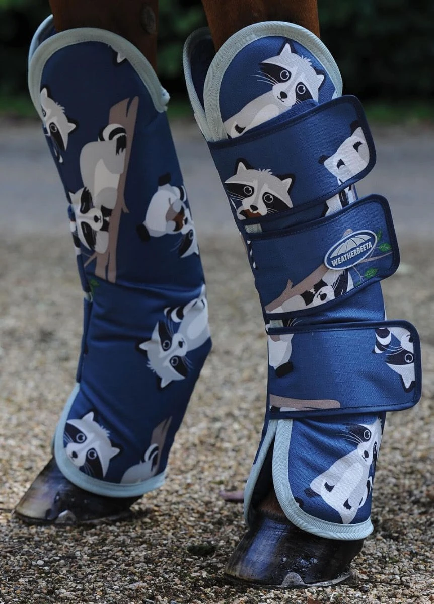 Weatherbeeta 1200D Wide Tab Long Travel Boots - Raccoon Print